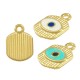 Enameled Zamak Charm Tag Evil Eye 12x13mm