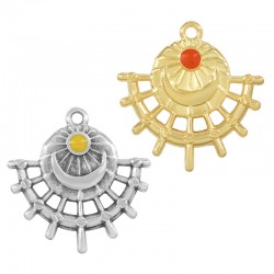 Pendentif Soleil et lune en Zamak Émaillé 30 x 27 mm