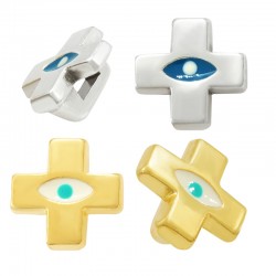 Passante in Zama Croce e Occhio Smaltato 16x14mm (Ø3x1.7mm)