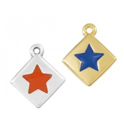 Charm en Zamak Émaillé en Forme de Losange avec Étoile 15 mm