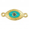Plaqué or 24 carats/ Turquoise nacré/ Noir