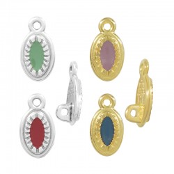 Charm Ovale en Zamak Émaillé 8 x 12 mm