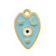 Enameled Zamak Charm Heart with Evil Eye Moon 13x18mm