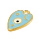Enameled Zamak Charm Heart with Evil Eye Moon 13x18mm
