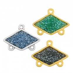 Charm en Zamak Émaillé Losange et 3 Anneaux 22 x 13 mm