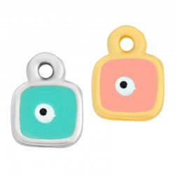 Charm Carré en Zamak Émaillé avec œil Maléfique 7 mm