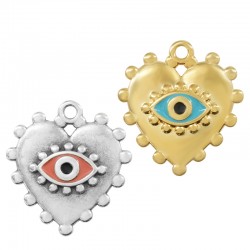 Charm cœur en Zamak Émaillé avec œil Maléfique 25 mm