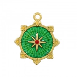 Charm rond en Zamak Émaillé avec Étoile 16 mm