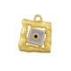 Enameled Zamak Charm Square with Evil Eye 15x18mm