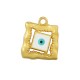 Enameled Zamak Charm Square with Evil Eye 15x18mm