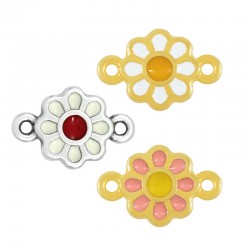 Connecteur en Zamak Émaillé Fleur Marguerite 11 mm