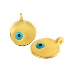 Charm rond en Zamak Émaillé avec œil Maléfique 13 mm