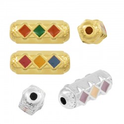 Enameled Zamak Tube with Rhombus 19x8mm Ø2.2mm