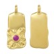 Enameled Zamak Charm Tag with Flower 9x18mm