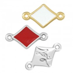 Enameled Zamak Connector Rhombus Diamond Card “joy” 11x14mm