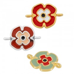 Conector de Metal Zamak Flor Esmaltada 15mm
