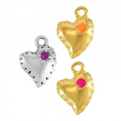Ciondolo a Forma di Cuore in Zama Smaltata 14 mm