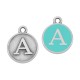 Colgante de Metal Zamak Redondo con Letra "A" y Esmalte 12mm
