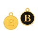 Enameled Zamak Charm Round Letter B 14mm
