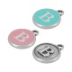 Enameled Zamak Charm Round Letter B 14mm