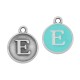 Enameled Zamak Charm Round Letter E 14mm