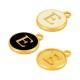 Enameled Zamak Charm Round Letter E 14mm