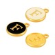 Enameled Zamak Charm Round Letter F 14mm