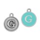 Enameled Zamak Charm Round Letter G 14mm