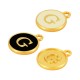 Enameled Zamak Charm Round Letter G 14mm
