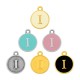 Enameled Zamak Charm Round Letter I 14mm