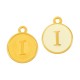 Enameled Zamak Charm Round Letter I 14mm