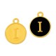 Enameled Zamak Charm Round Letter I 14mm