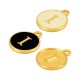 Enameled Zamak Charm Round Letter I 14mm