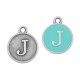 Colgante de Metal Zamak Redondo con Letra "J" y Esmalte 12mm