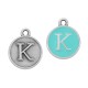  Bréloque Ronde avec Lettre "K" Emaillée 14mm
