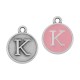  Bréloque Ronde avec Lettre "K" Emaillée 14mm