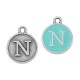 Colgante de Metal Zamak Redondo con Letra "N" y Esmalte 12mm