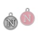 Enameled Zamak Charm Round Letter N 14mm