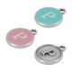 Colgante de Metal Zamak Redondo con Letra "P" y Esmalte 12mm