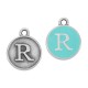  Bréloque Ronde avec Lettre "R" Emaillée 14mm