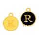 Enameled Zamak Charm Round Letter R 14mm