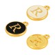 Enameled Zamak Charm Round Letter R 14mm