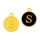 Enameled Zamak Charm Round Letter S 14mm
