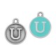 Colgante de Metal Zamak Redondo con Letra "U" y Esmalte 12mm