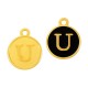 Colgante de Metal Zamak Redondo con Letra "U" y Esmalte 12mm