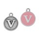 Colgante de Metal Zamak Redondo con Letra "V" y Esmalte 12mm