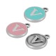 Enameled Zamak Charm Round Letter V 14mm