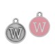  Bréloque Ronde avec Lettre "W" Emaillée 14mm