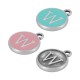 Enameled Zamak Charm Round Letter W 14mm