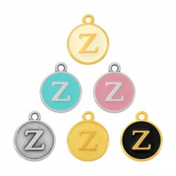  Bréloque Ronde avec Lettre "Z" Emaillée 14mm